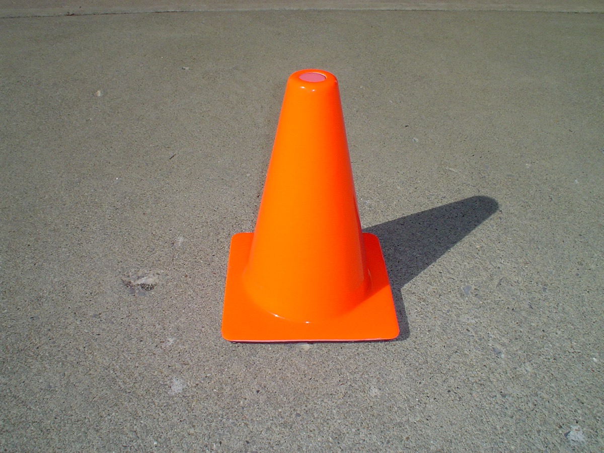 An orange traffic cone